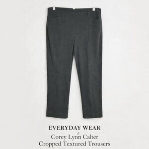 Anthro Corey Lynn Calter Nella Textured Stretch Crop Pants Black 8